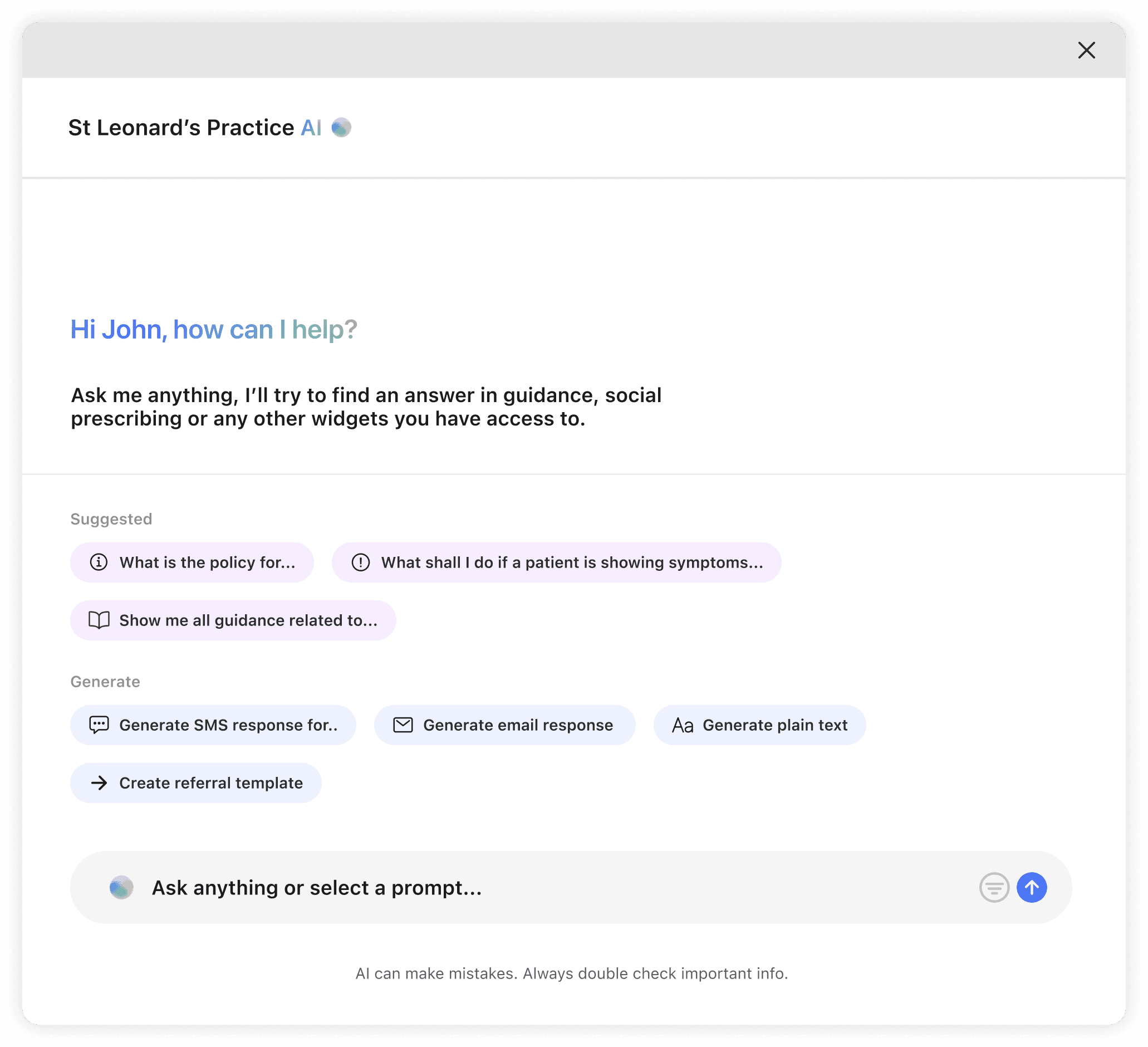GP Widget practice assistant — ask a question and get a trusted answer from your own guidance